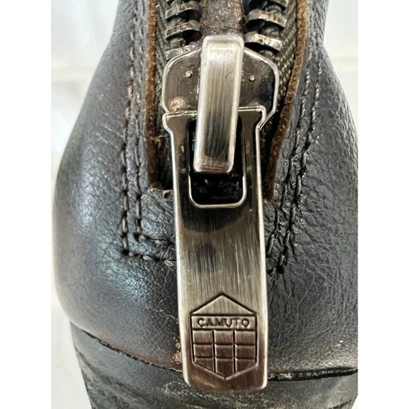 Vince Camuto Womens Hadley Ankle Boots Booties Brown Leather Stacked Zip 8.5 M - Picture 11 of 11